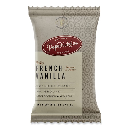 Papanicholas Coffee Coffee, French Vanilla, PK18, French Vanilla, Fraction Pack, Regular, 2.5 oz, 18 PK 25188